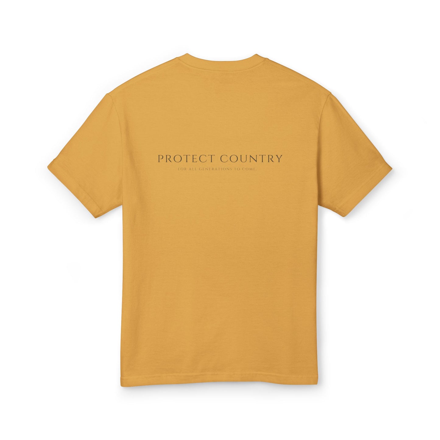 Unisex Garment-Dyed Heavyweight Cotton Tee - Our Home: Ochre Yellow & White